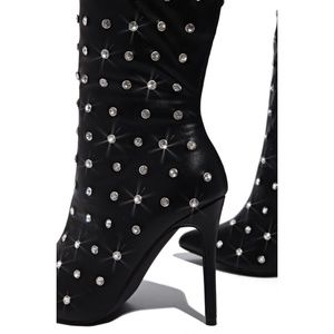 ❌❌SOLD❌❌💎🖤Diamond Girl - Embellished Over Knee Boot